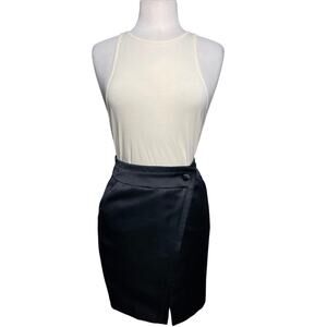 ELISABETTA FRANCHI Women’s Black Sateen Wrap Mini Skirt